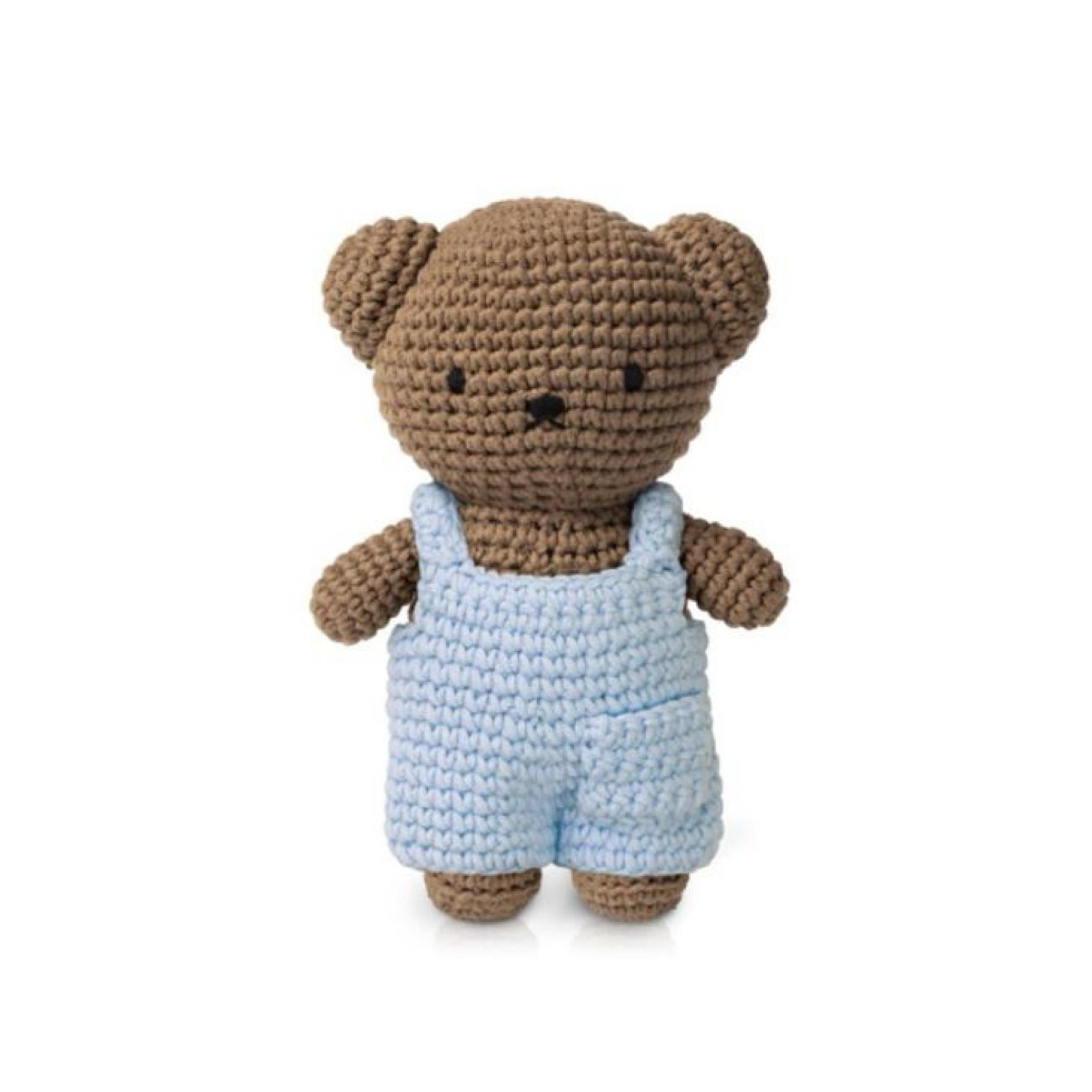 Boris Bear Blue Overall Crocheted Plush