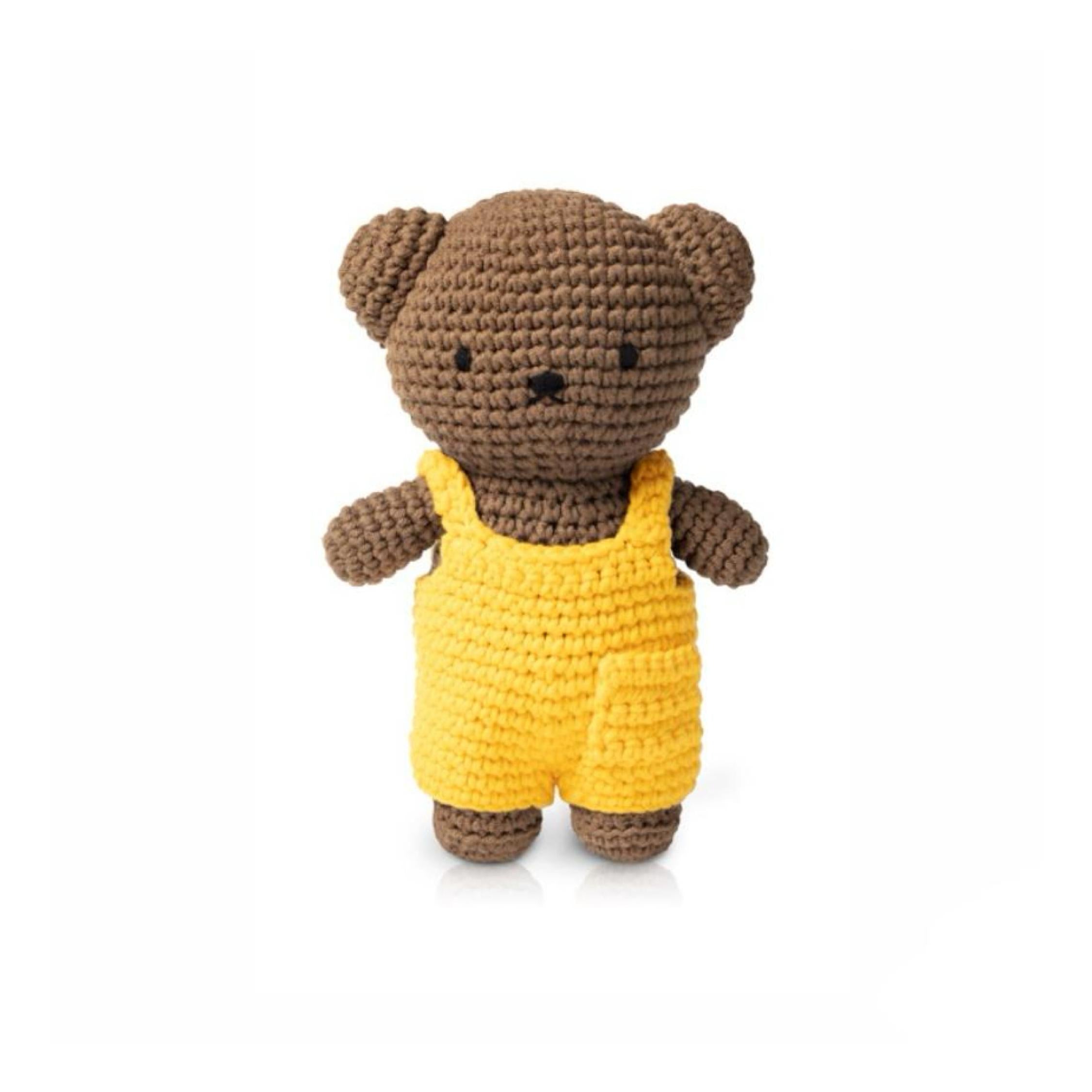 Boris Bear Yellow Overalls Crocheted Plush