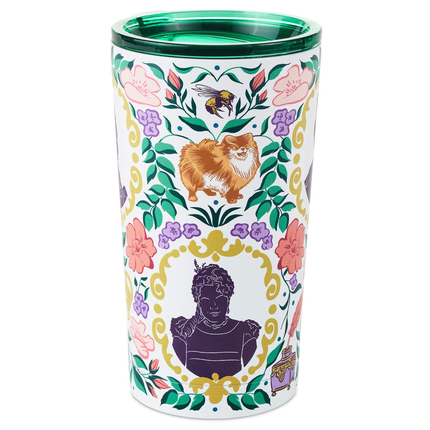 Bridgerton Ton Silhouettes on Floral Travel Mug