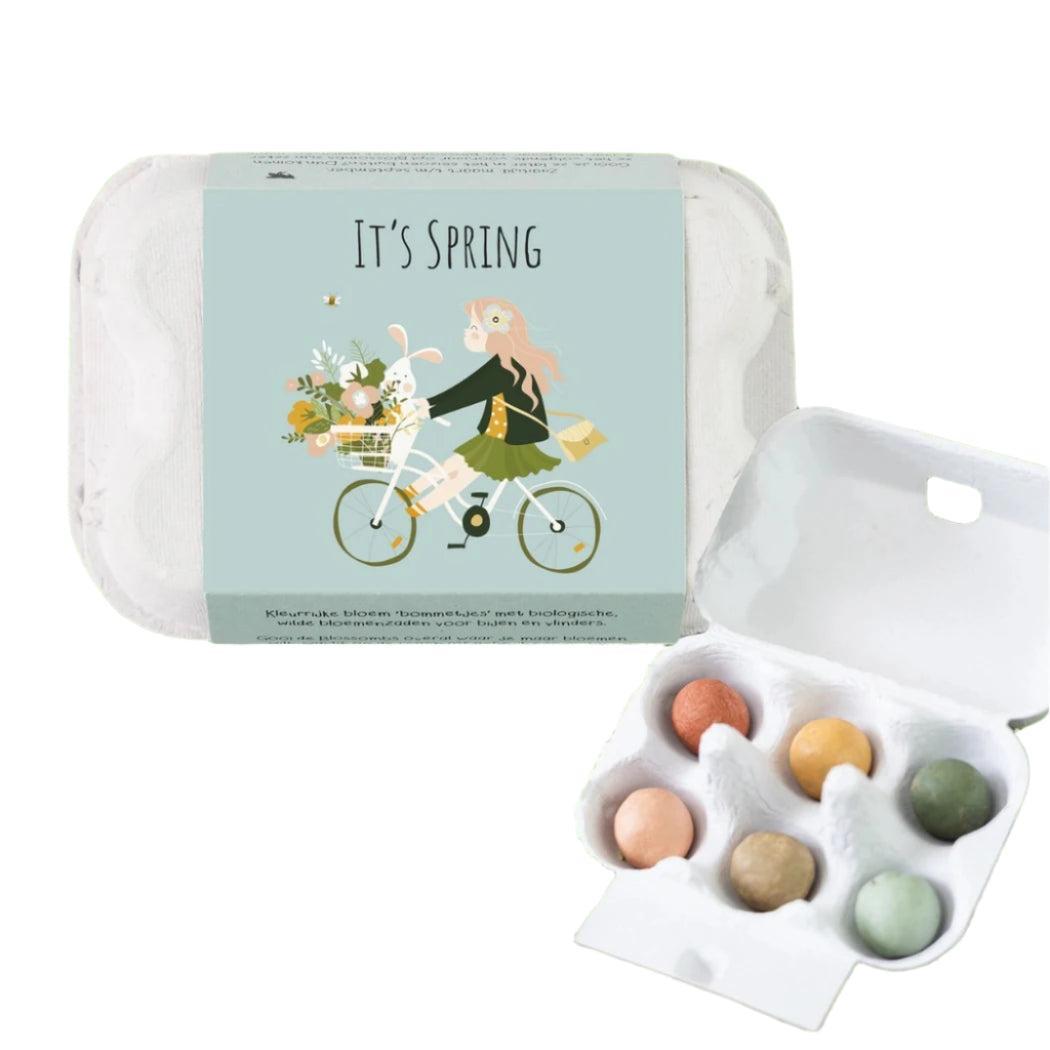Buzzy Seeds Blossombs Egg Carton - Hello Spring (8 Seed Balls)