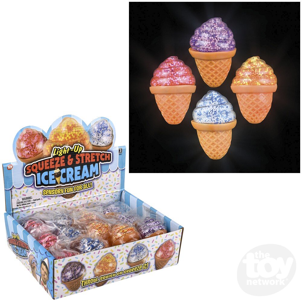 3.5" Light-Up Squeeze And Stretch Ice Cream Cone