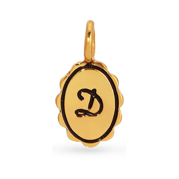 Charm Garden - Scalloped Initial Charm - Gold - D