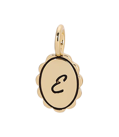 Charm Garden - Scalloped Initial Charm - Gold - E