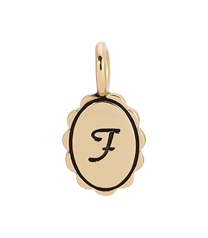 Charm Garden - Scalloped Initial Charm - Gold - F
