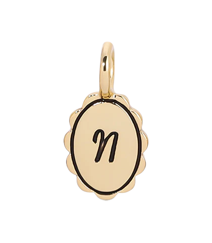 Charm Garden - Scalloped Initial Charm - Gold - N