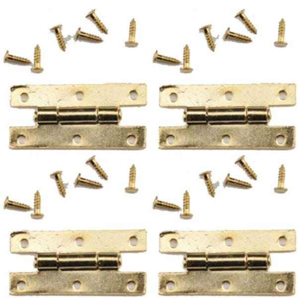 Gold Dollhouse Miniature H-Hinges with Nails