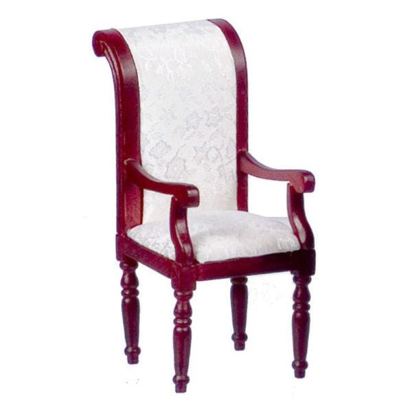 White Dollhouse Miniature Dining Chair with Arms