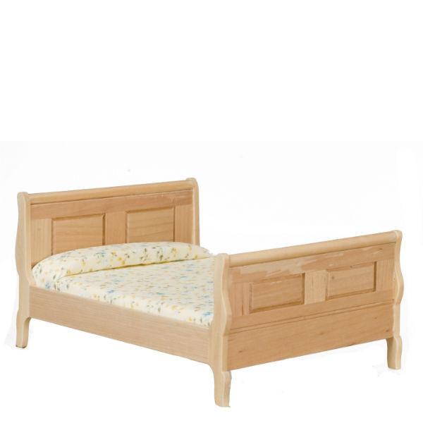 Oak Dollhouse Miniature Sleigh Bed
