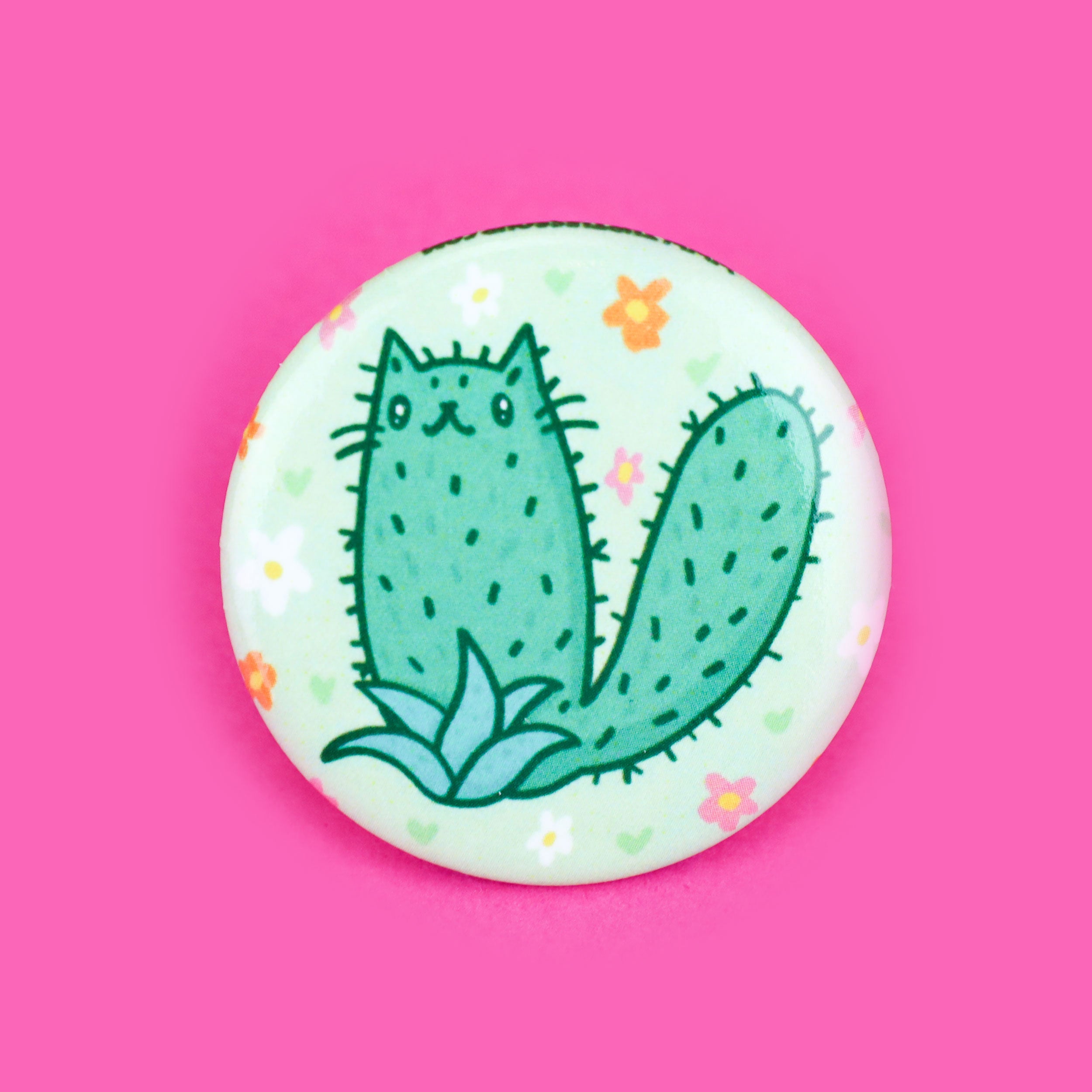 Cholla Cactus Cat Pinback Button