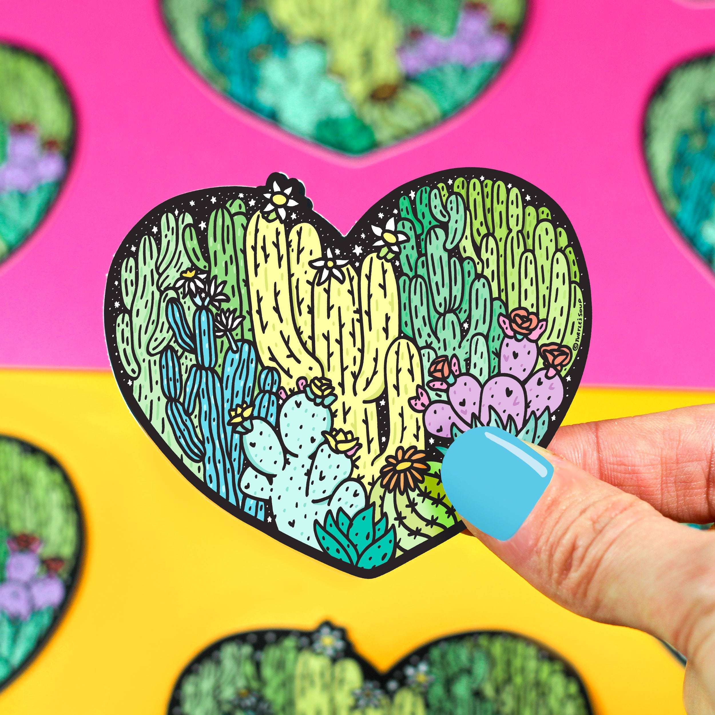 Desert Cactus Heart Vinyl Sticker
