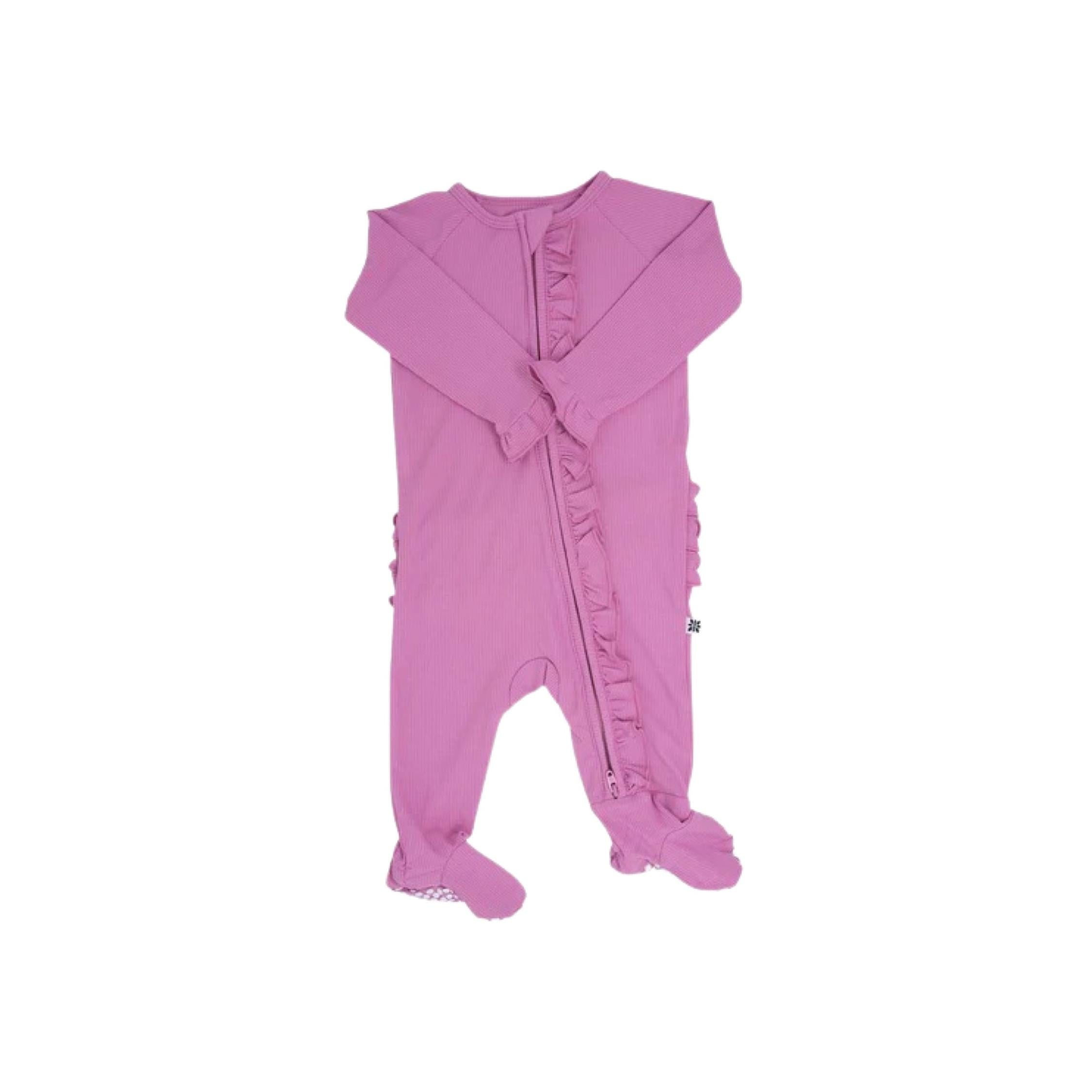 Cashmere Rose Ribbed Ruffle Footie