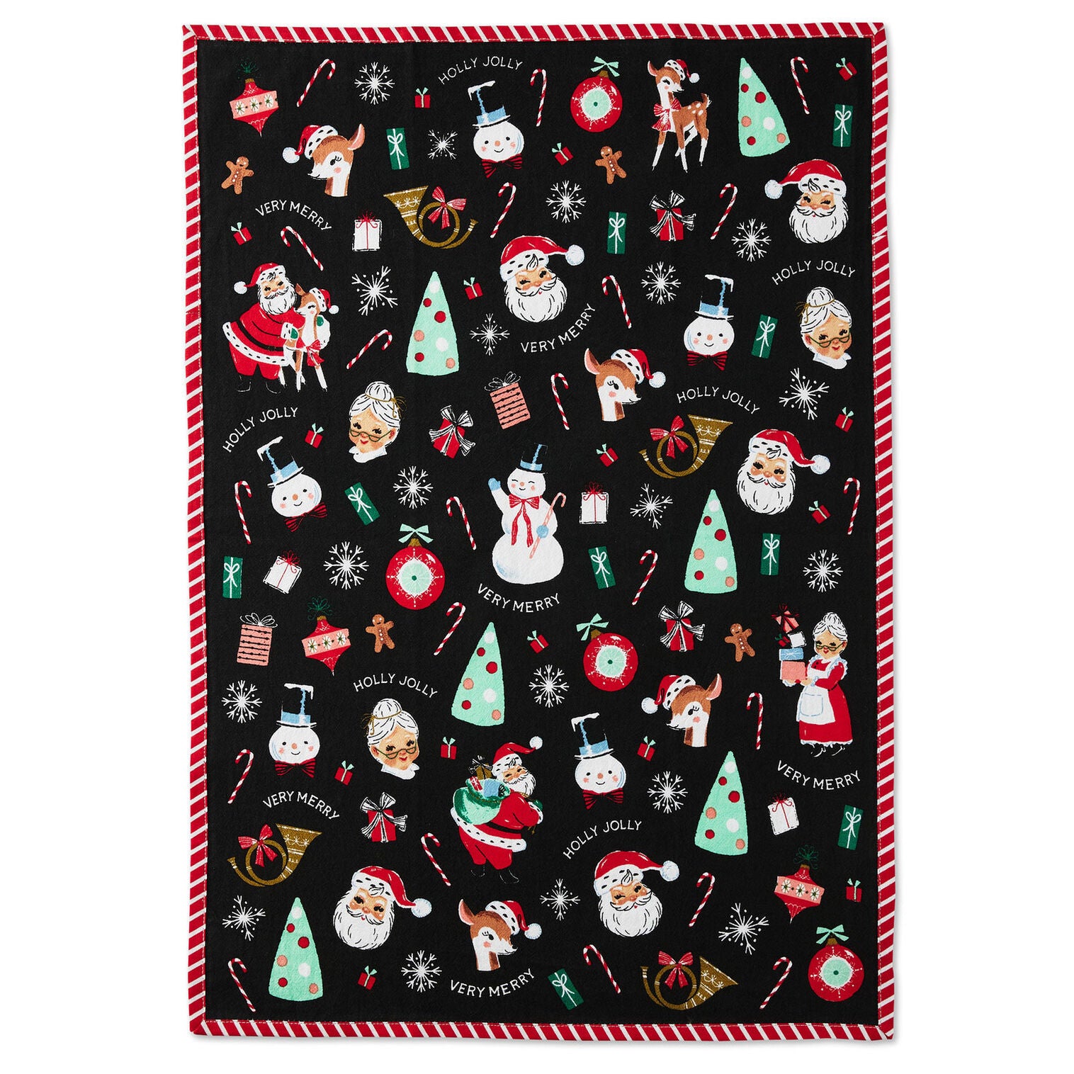 Vintage Christmas Icons Tea Towel, 18x26