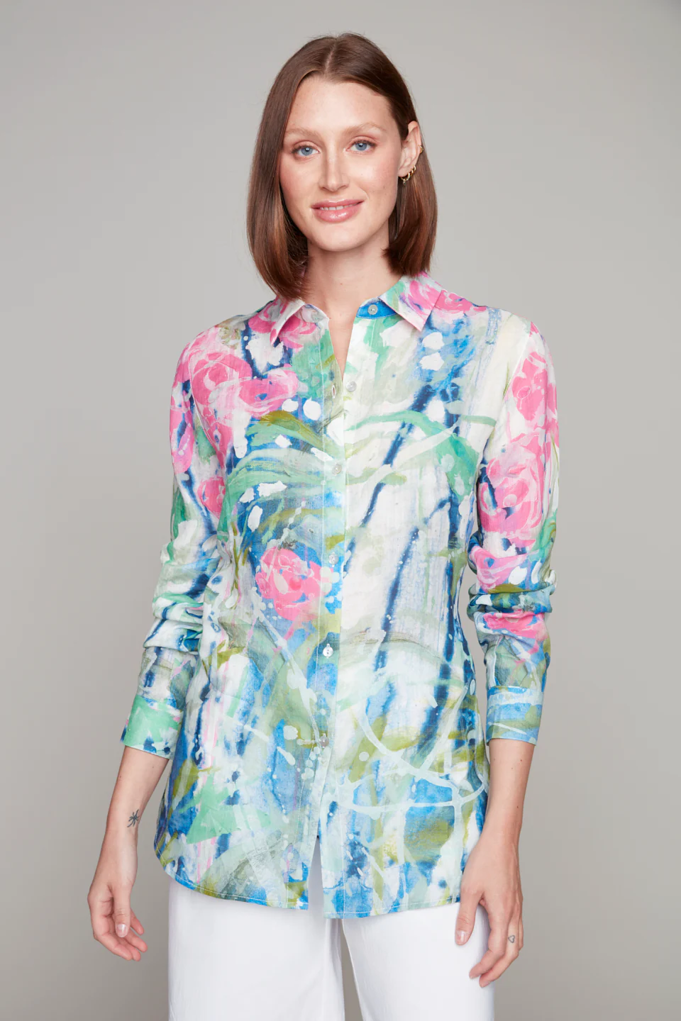 Art Print Button Front Blouse | 50% Off