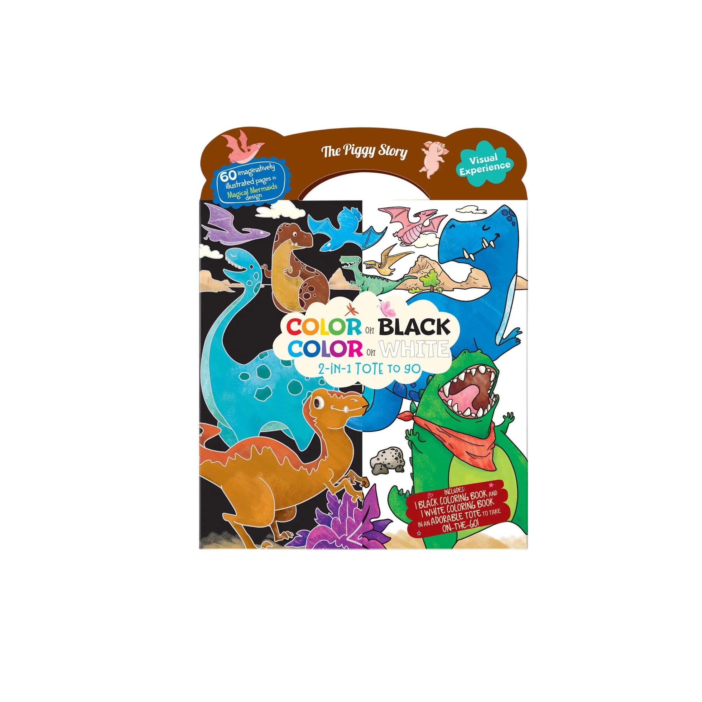 Color On Black, Color On White 2-in-1 Tote Dinosaur World