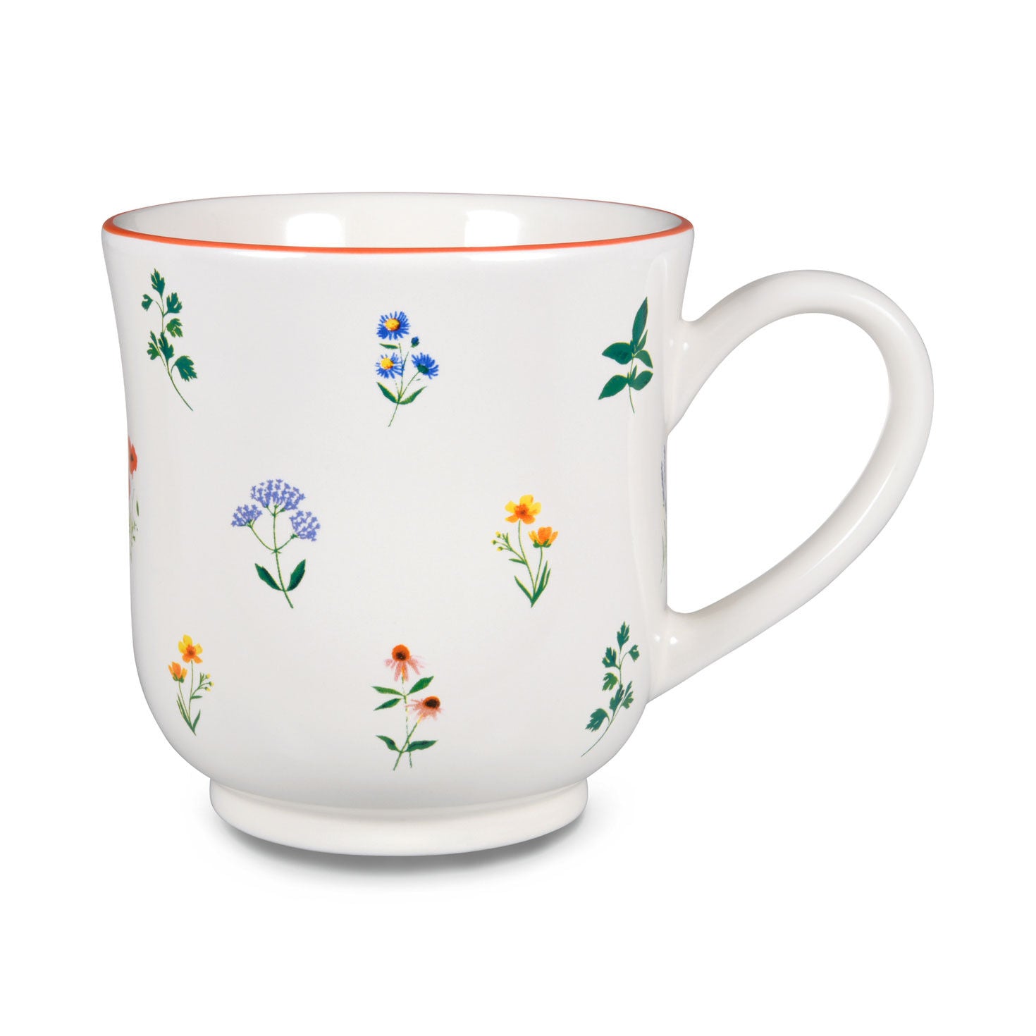 Floral Patterns on White Mug