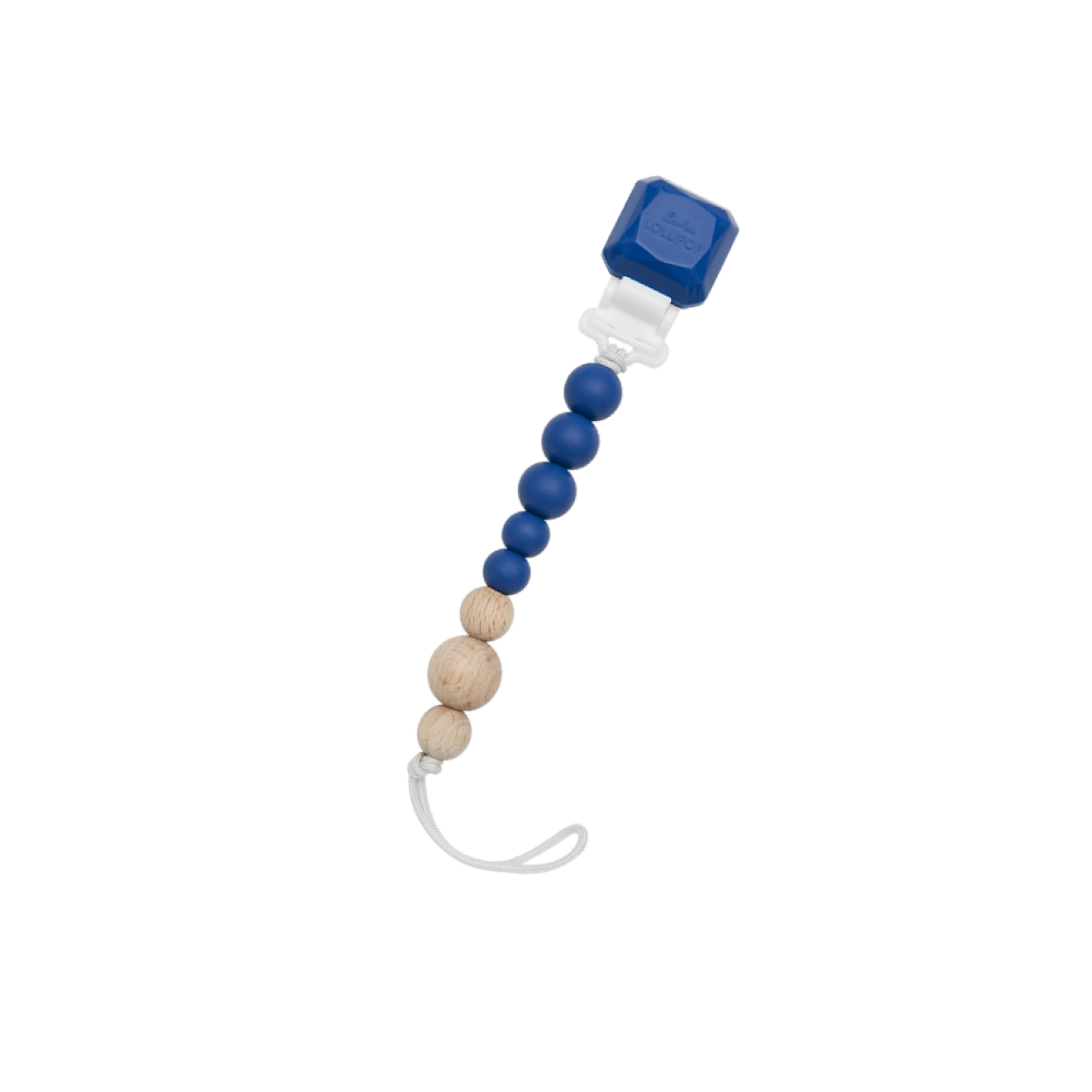 Colour Pop Wood & Silicone Blue Pacifier Clip