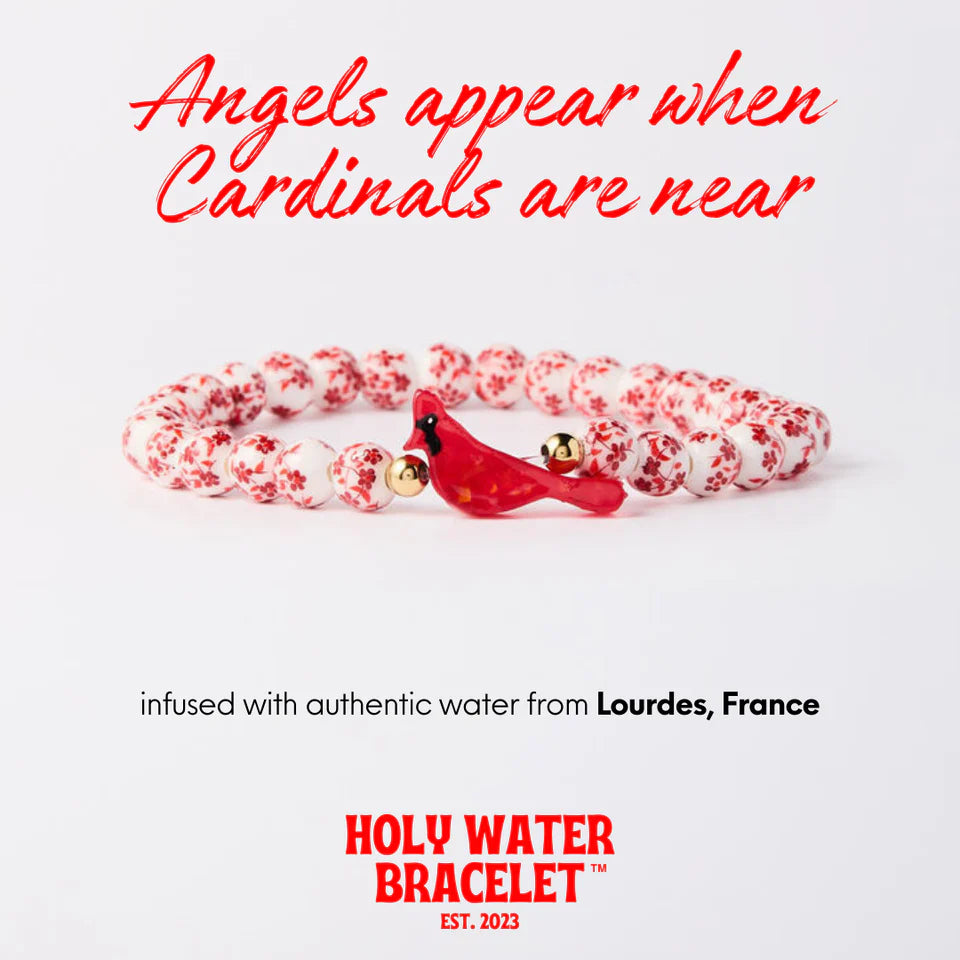 Holy Water Porcelain Red Cardinal Bracelet in Gold