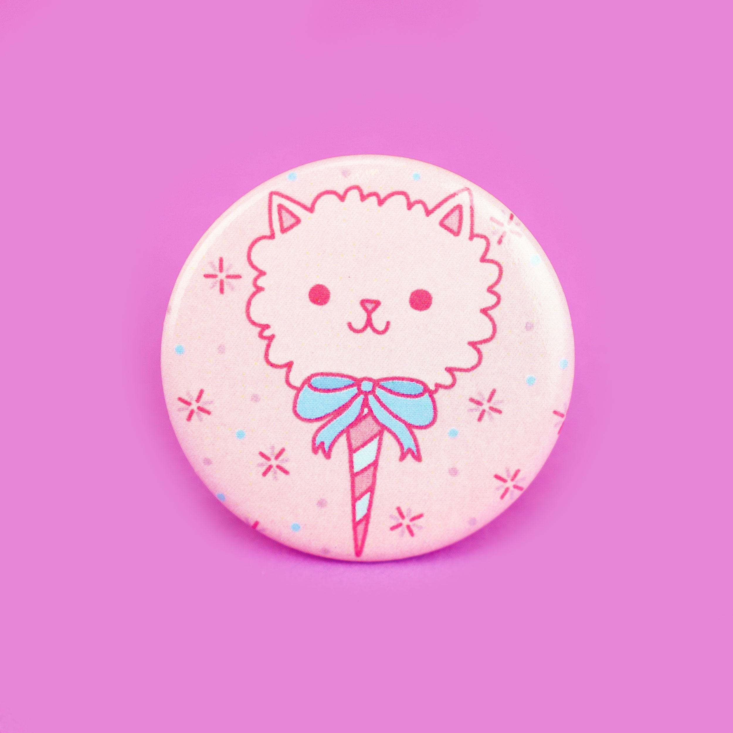 Cotton Candy Cat Pinback Button