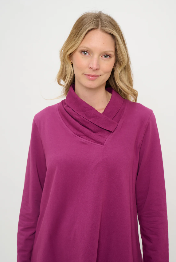 Pleat Neck Stretch Terry Tunic