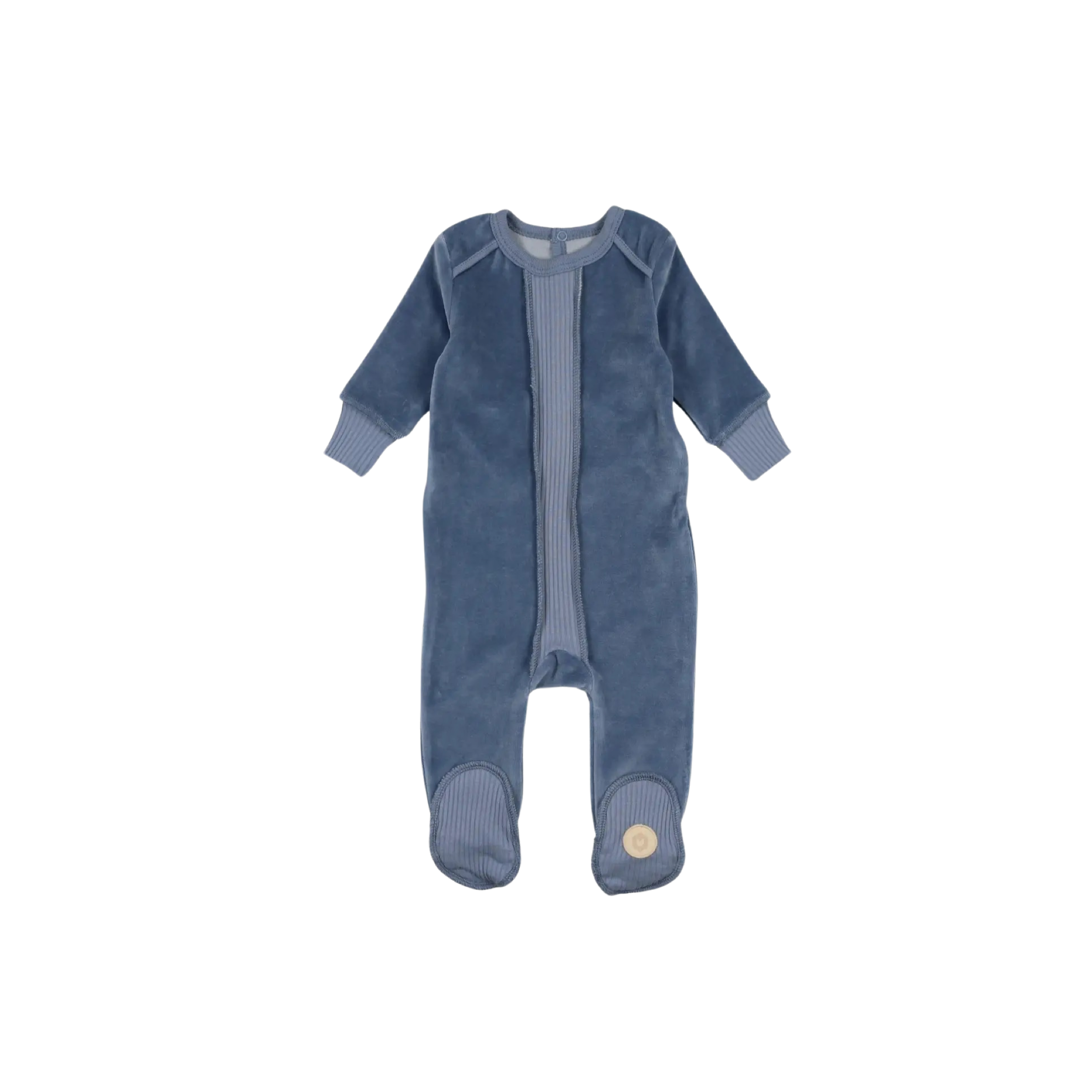Country Blue Rustic Ribbed Footie