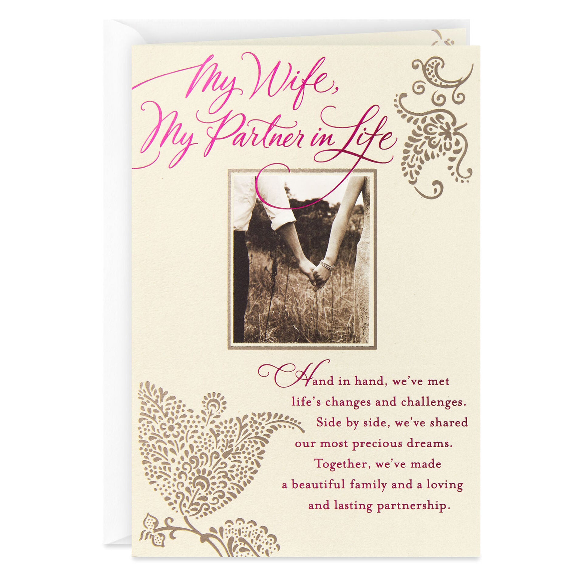 Hand in Hand Anniversary Card for Wife