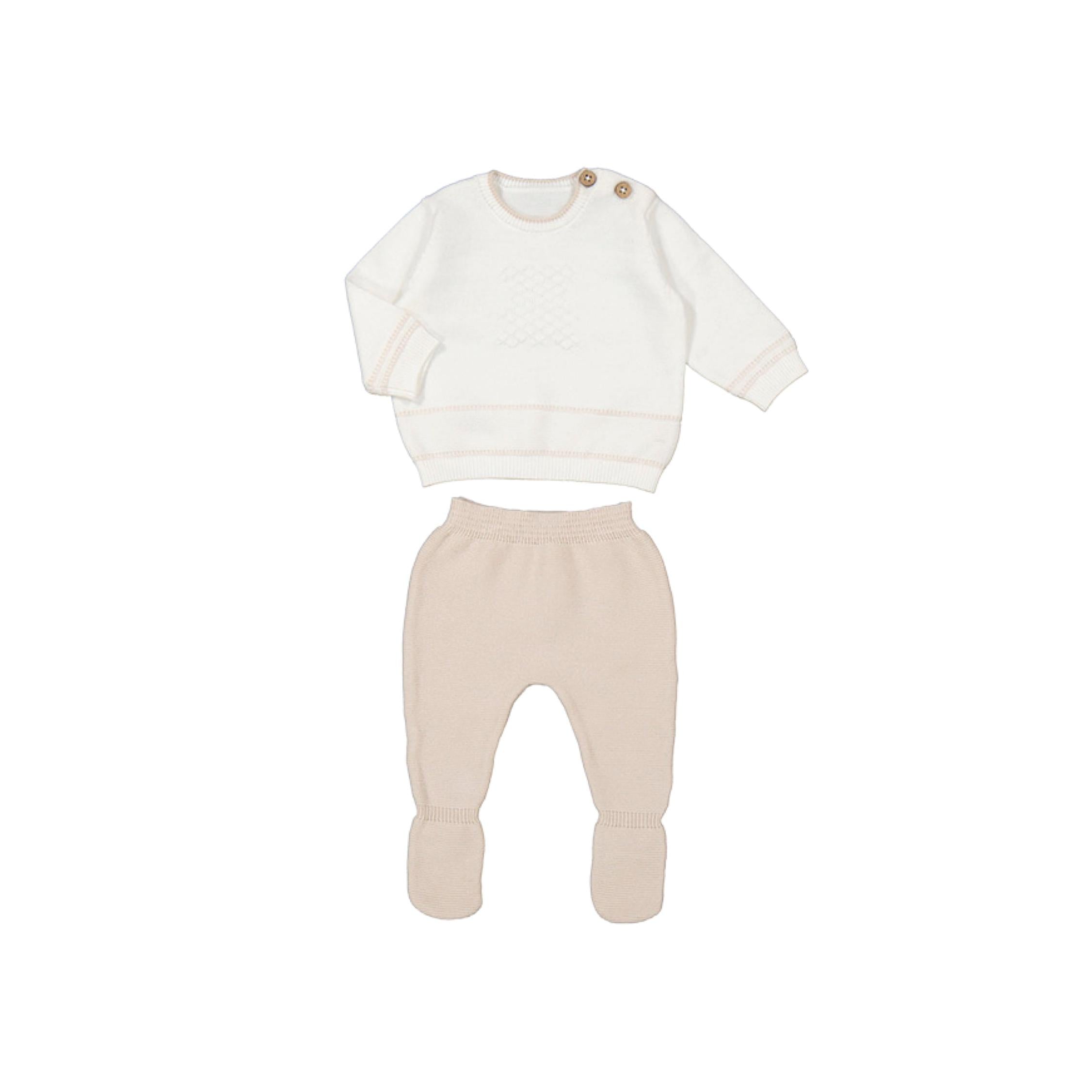 Cream Knit Sweater & Footie Baby Boy Set