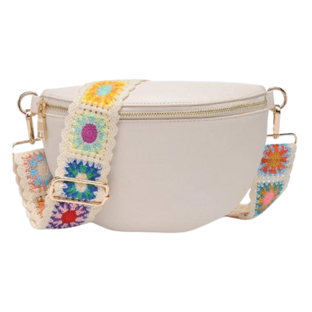 Vintage Boho Crochet Crossbody Belt Bag