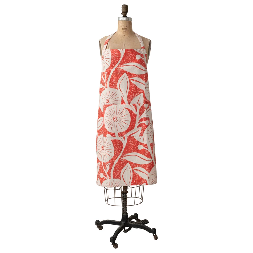 Cotton Floral Print Apron