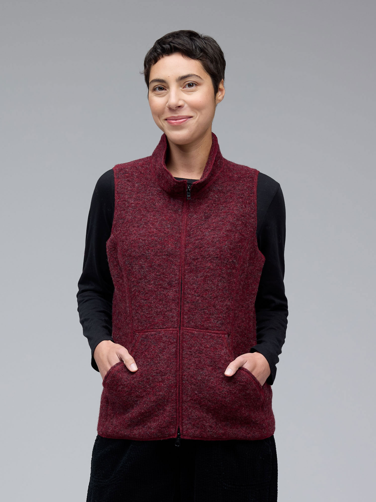 Boiled Wool Zip Front Vest