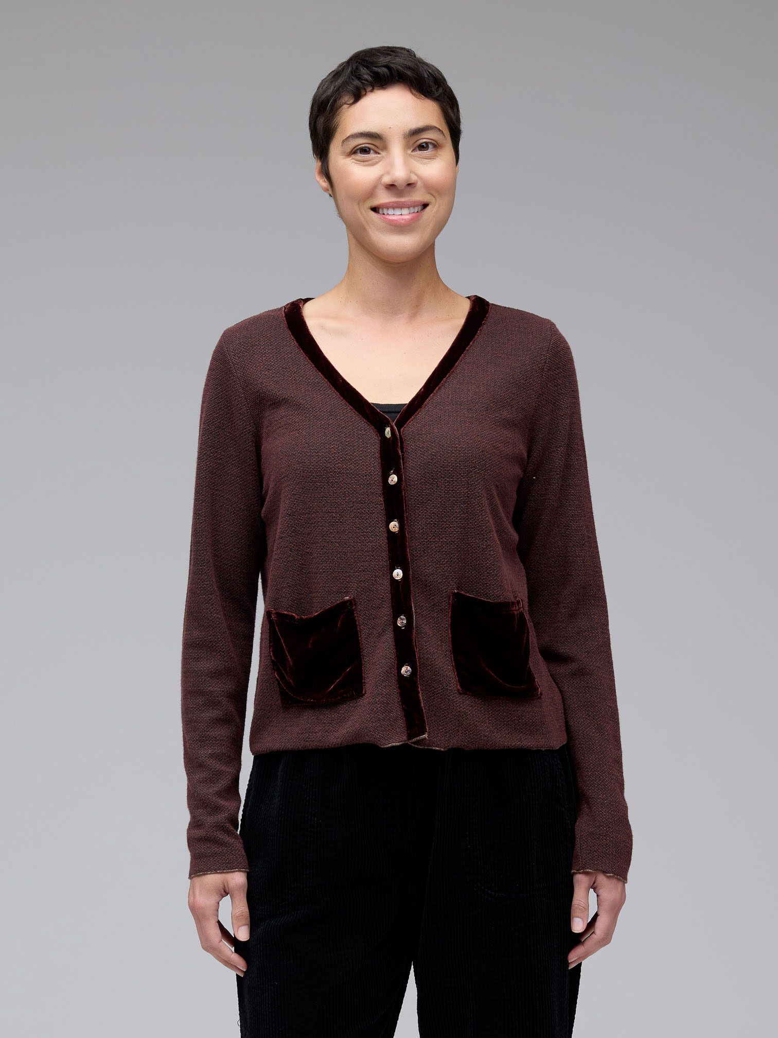 Marled Knit Crop Pocket Cardi
