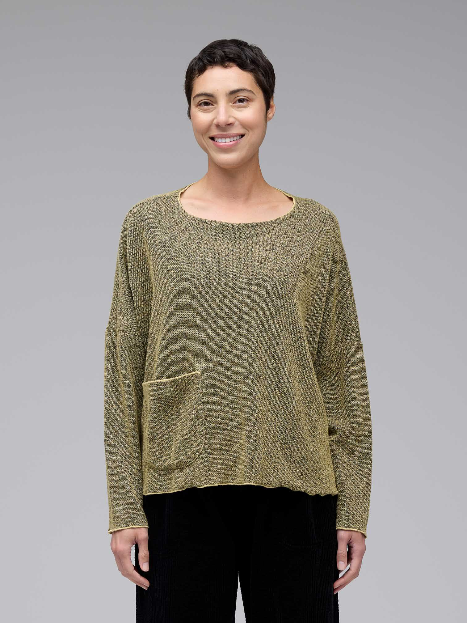 Marled Knit Osize Pocket Pullover