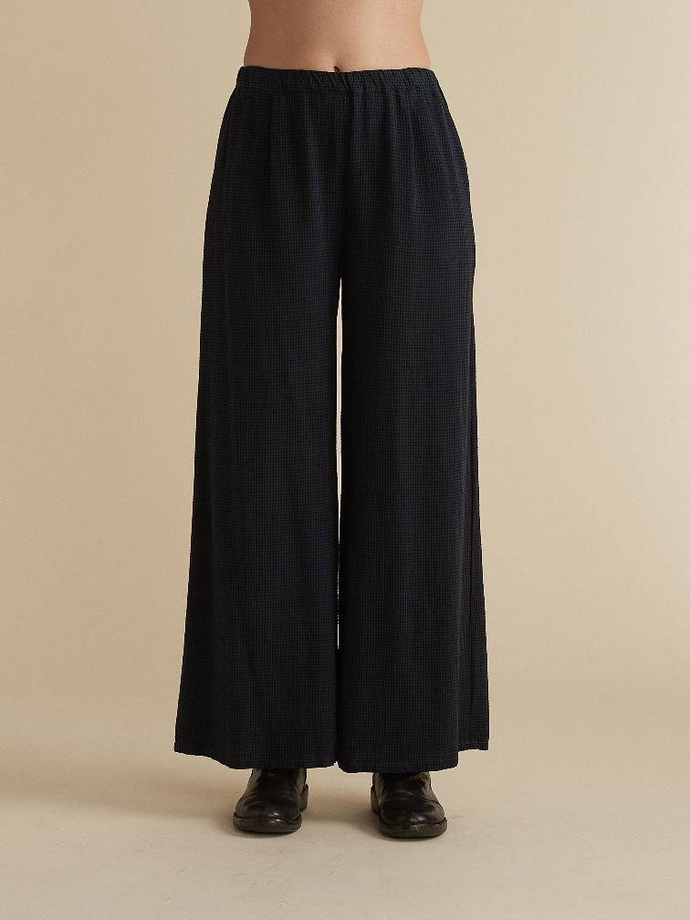 Wide Leg Mini Check Pleat Pant | 75% Off