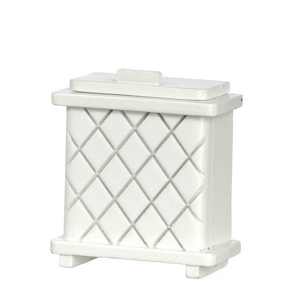 White Dollhouse Miniature Clothes Hamper