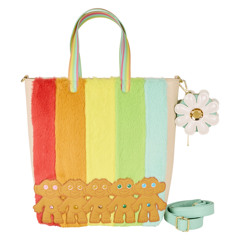 Classic Trolls Plush Glitter Tote Crossbody Bag with Coin Bag by Loungefly