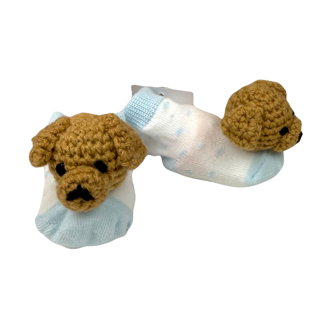 Bear Crochet Rattle Toe Socks