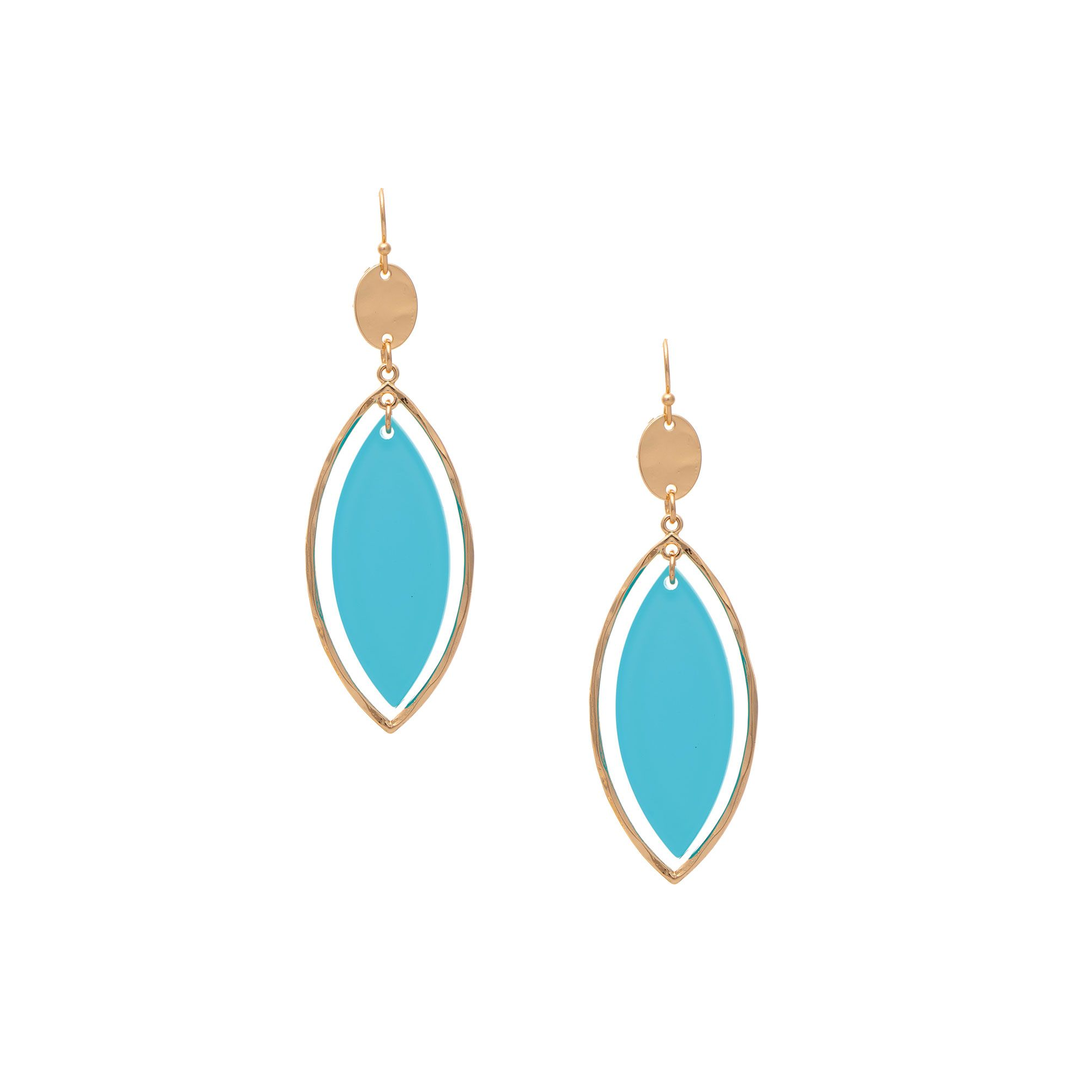 Gold & Blue Ellipse Framed Earring