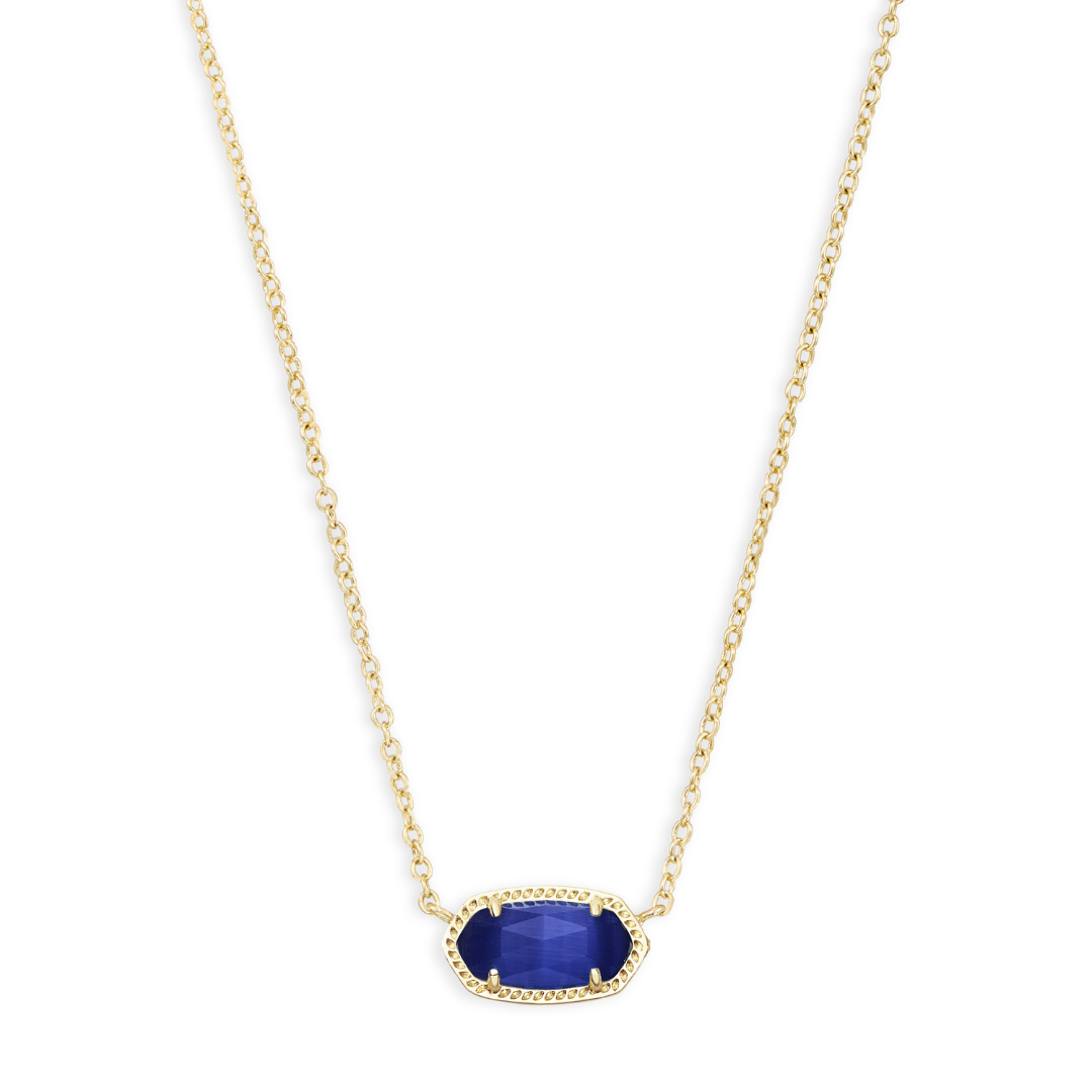 Kendra Scott Elisa Gold Pendant Necklace in Cobalt Cat's Eye