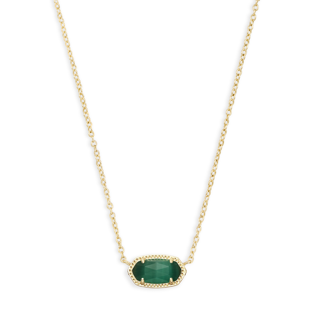 Kendra Scott Elisa Gold Pendant Necklace in Emerald Cat's Eye