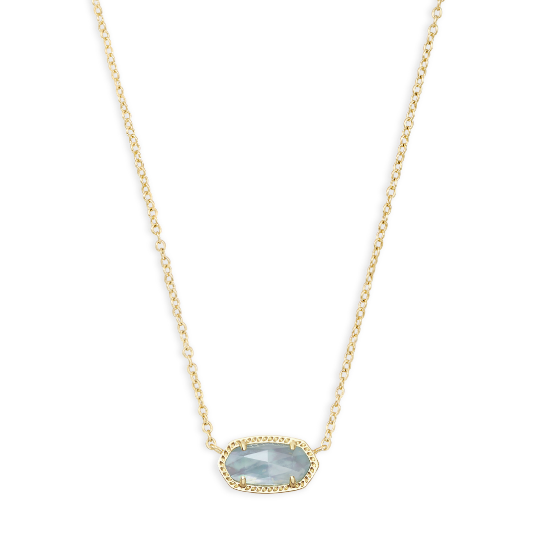 Kendra Scott Elisa Gold Pendant Necklace in Light Blue Illusion