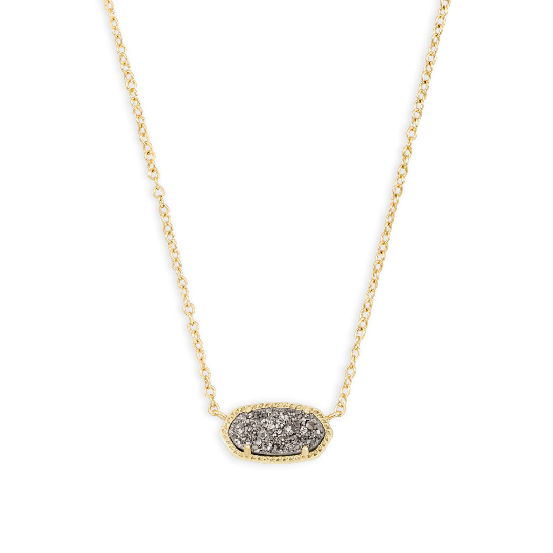 Kendra Scott Elisa Gold Pendant Necklace in Platinum Drusy