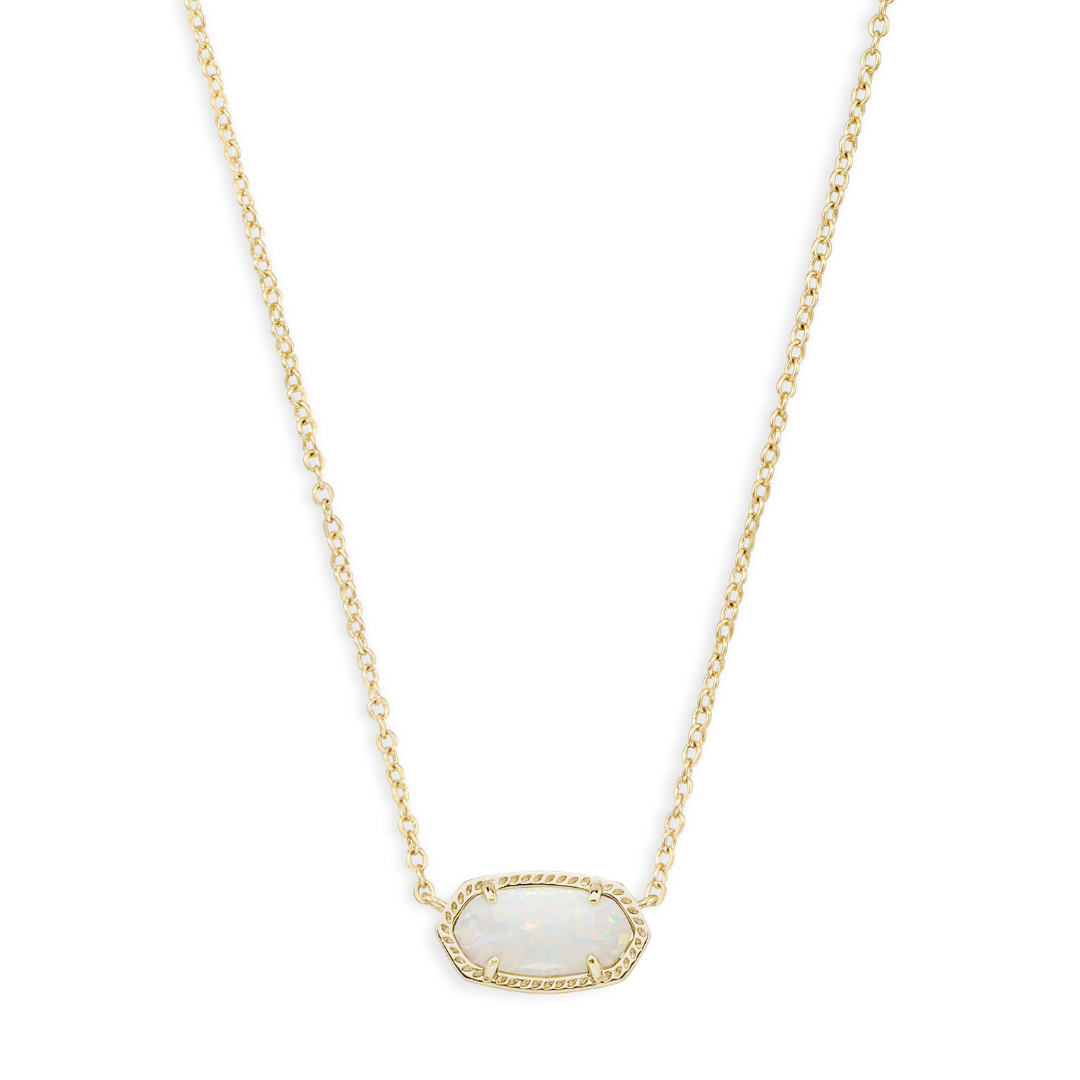 Kendra Scott Elisa Gold Pendant Necklace in White Opal