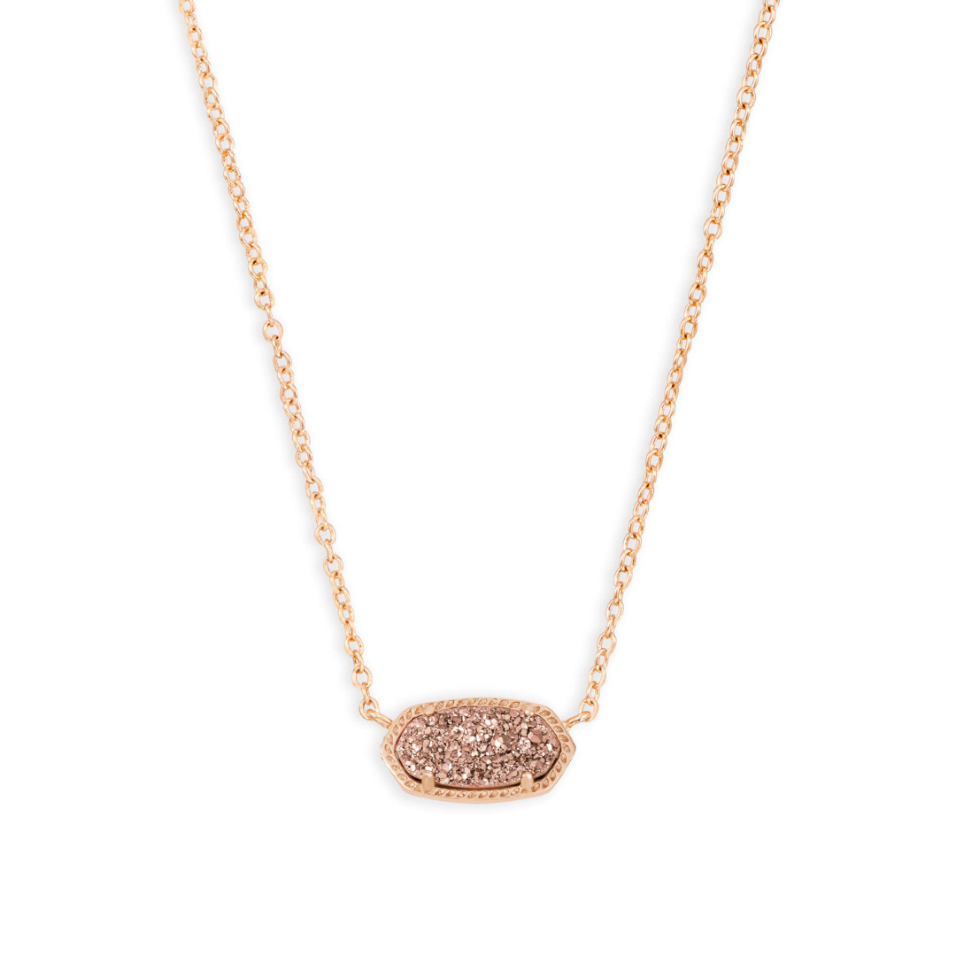 Kendra Scott Elisa Rose Gold Pendant Necklace in Rose Gold Drusy