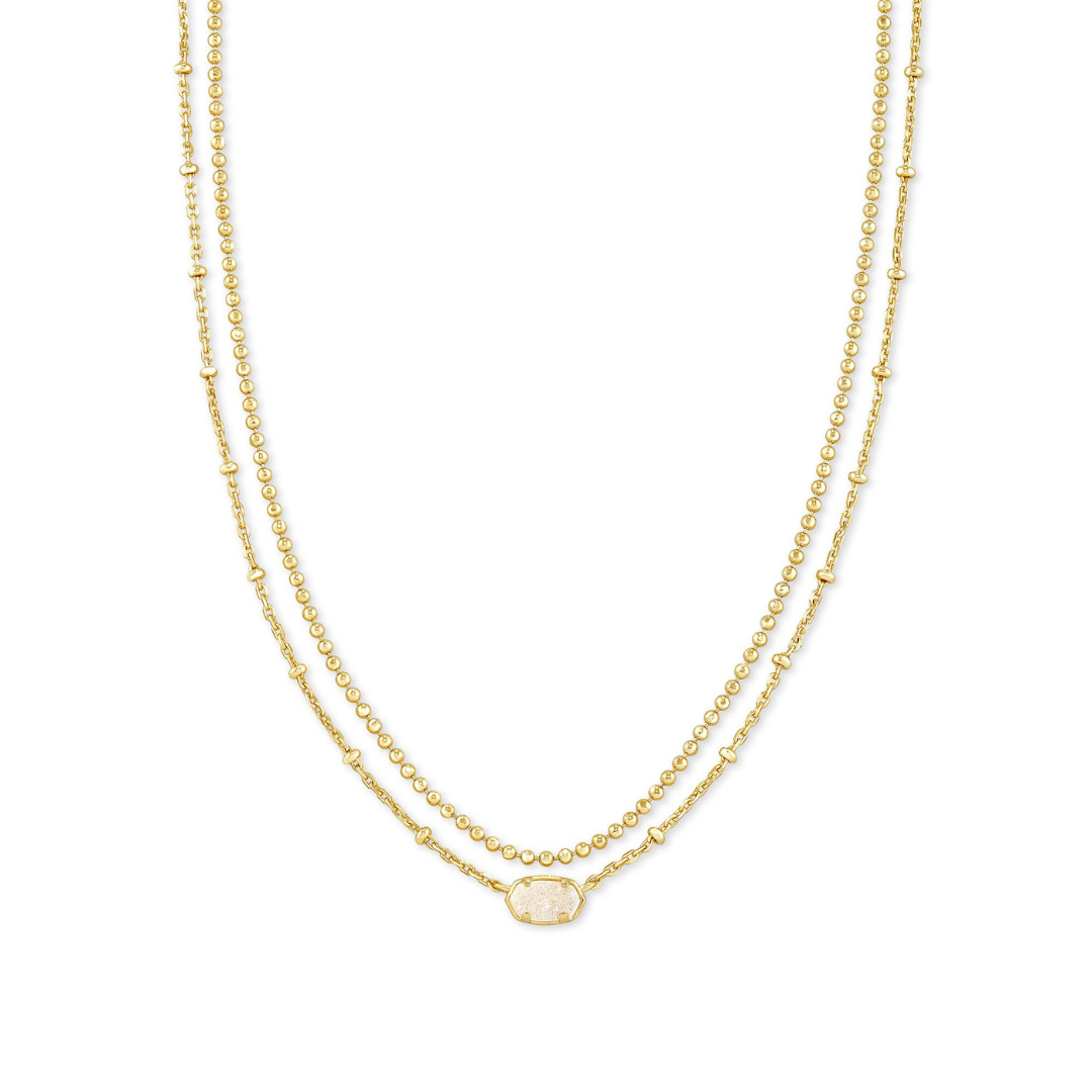 Kendra Scott Emilie Gold Multi Strand Necklace in Iridescent Drusy
