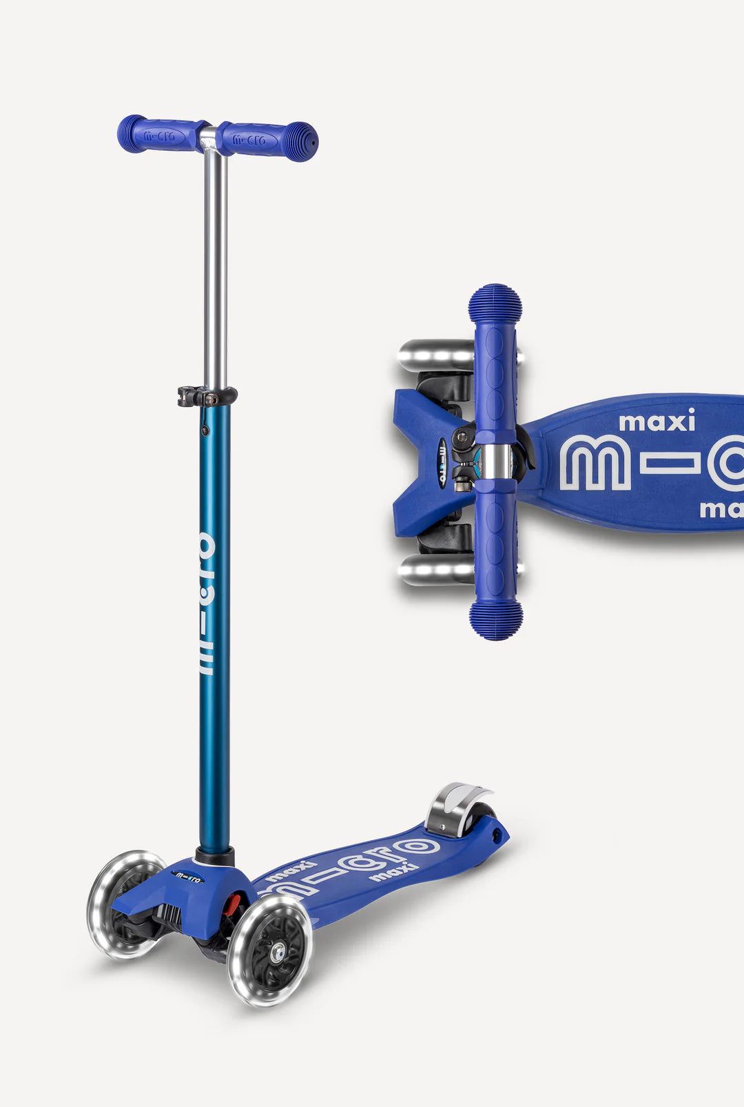 Micro Maxi Deluxe LED Scooter - Blue/White - Ages 5-12