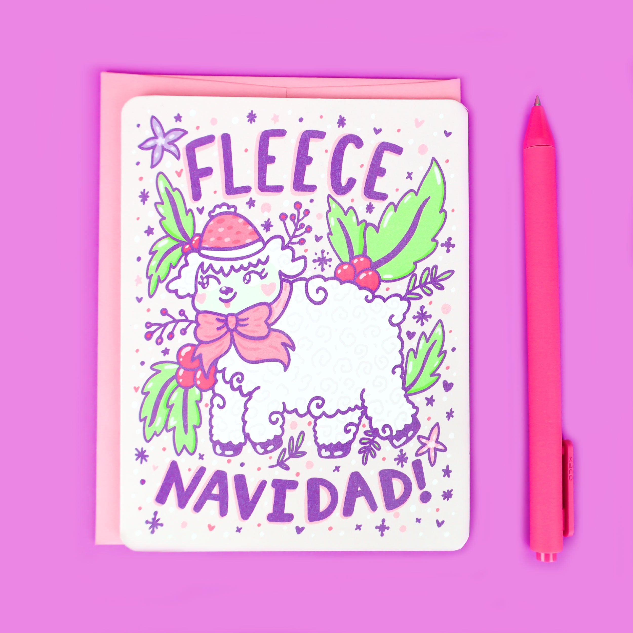 Fleece Navidad Cute Lamb Holiday Card