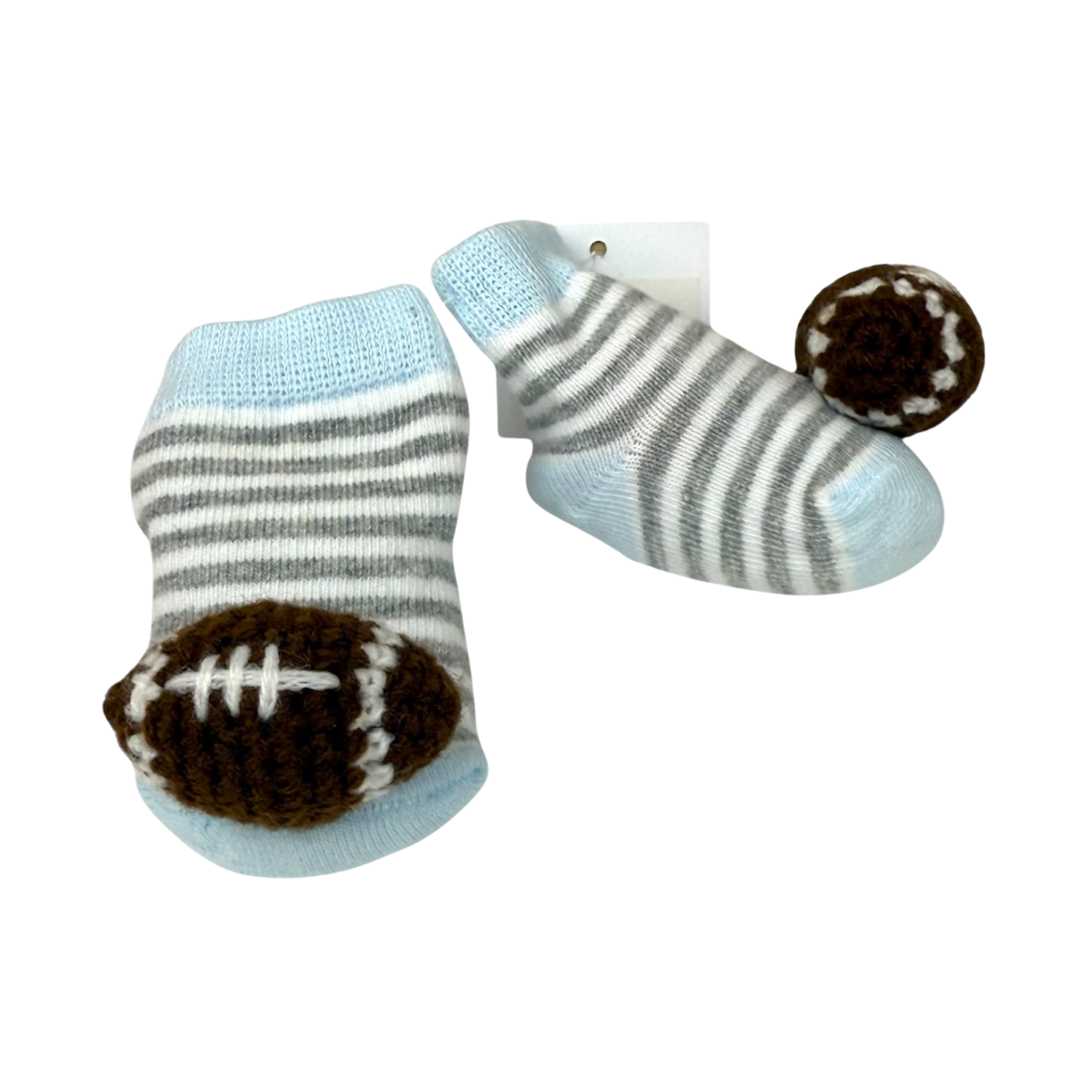 Football Crochet Rattle Toe Socks