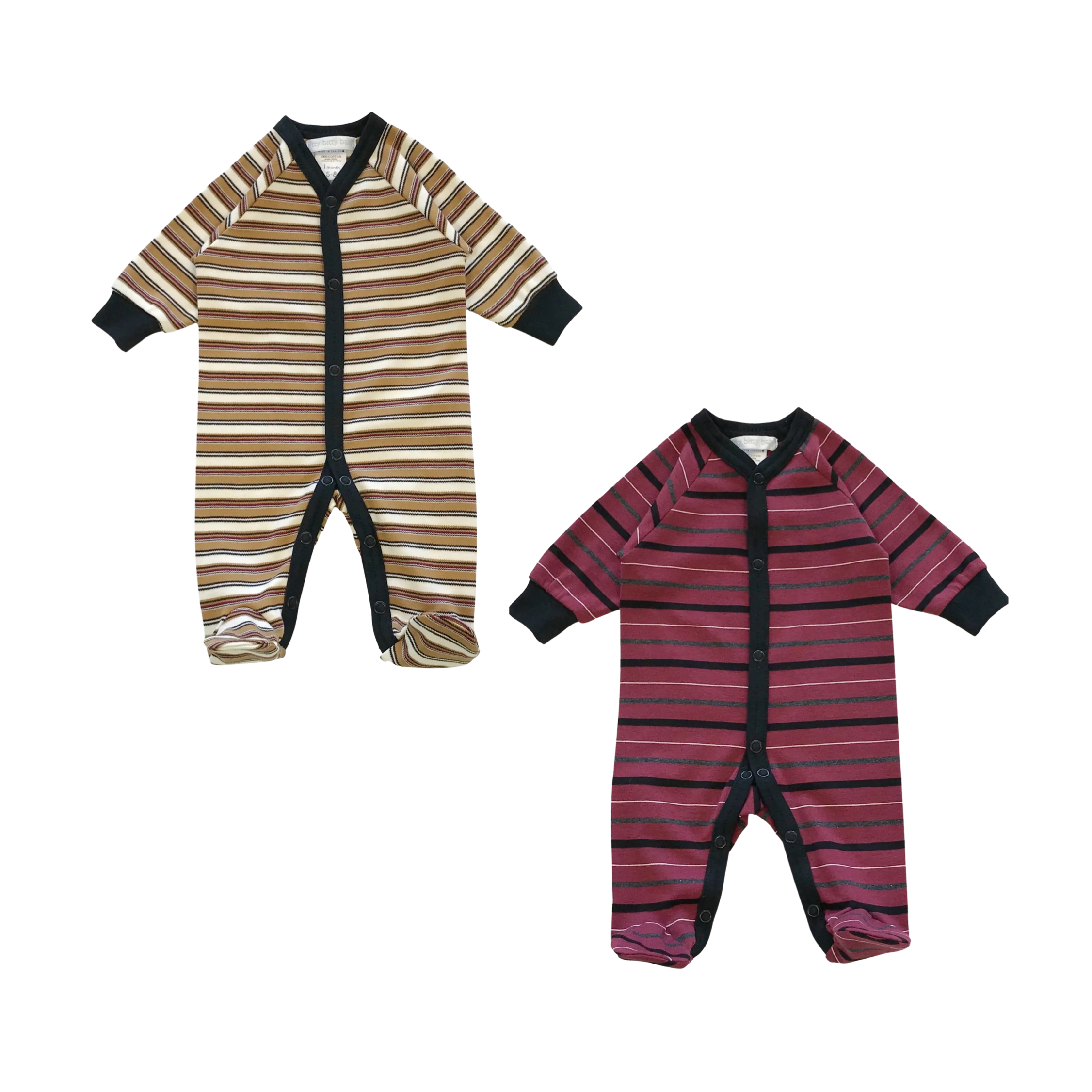 Front Snap Stripe Footie