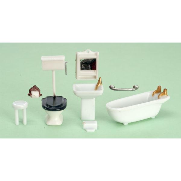 1/48 Scale Dollhouse Miniature 8-Piece Bathroom Set