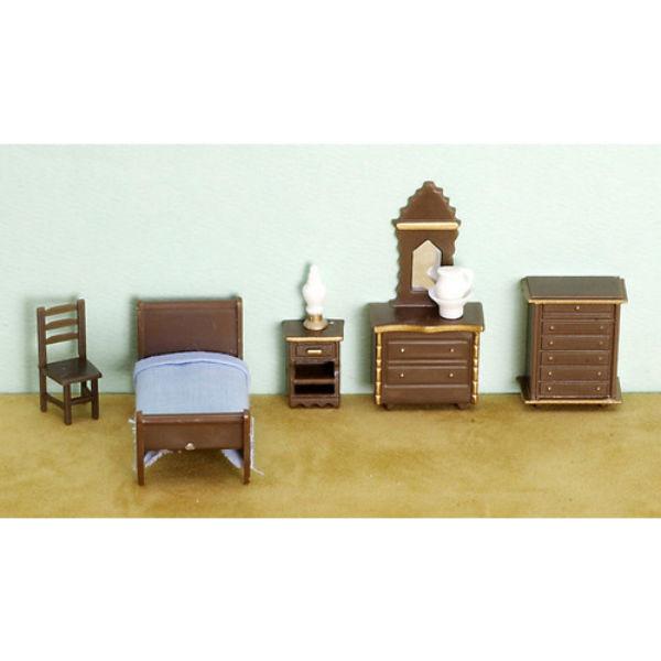 1/48 Scale Dollhouse Miniature 8-Piece Bedroom Set