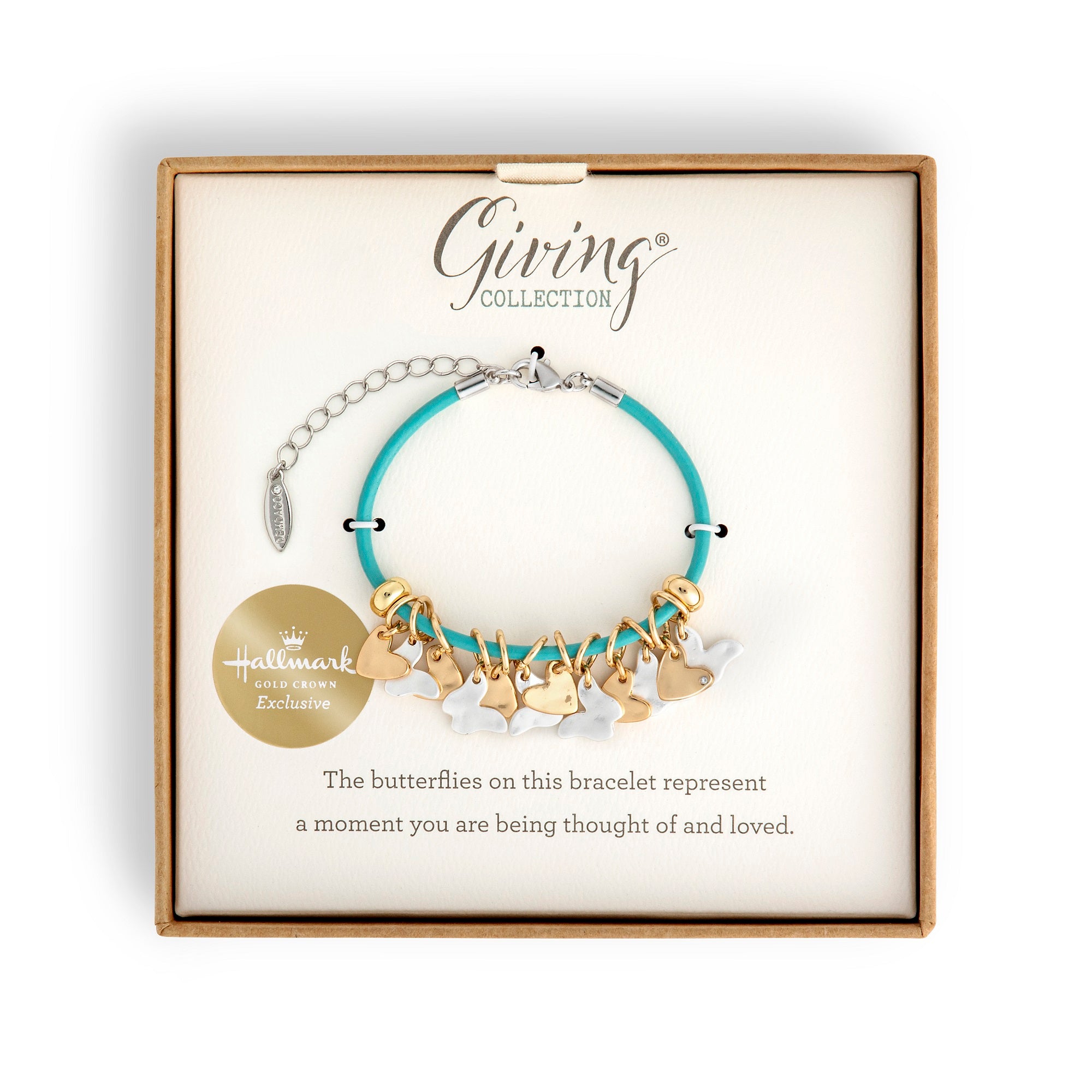 Teal Heart & Butterfly Giving Bracelet